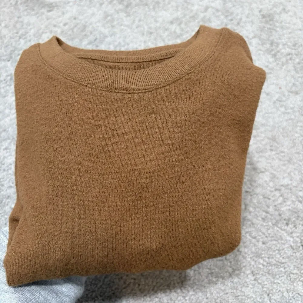 Madewell Brown Brushed Jersey Ruched Long Sleeve Size XS